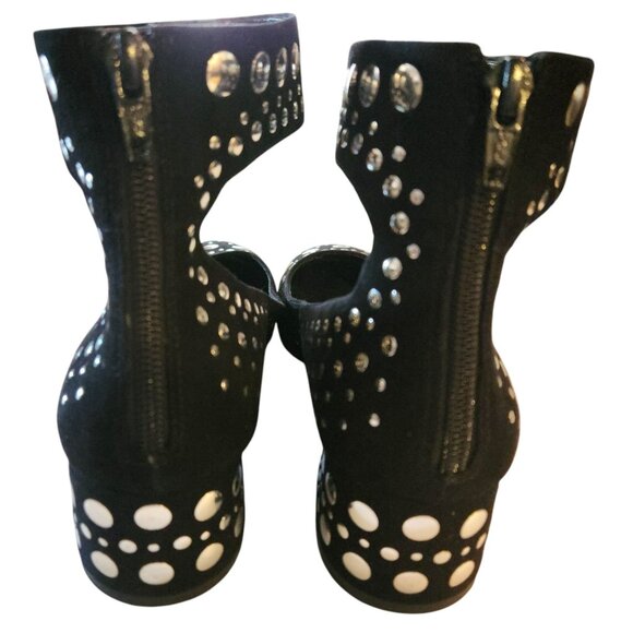 Cecelia New York Black Suede Ankle Strap Studded Block Heels Womens Sz 7 - Picture 7 of 13